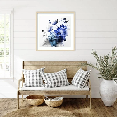 Amanti Art 33x33 Blue Spring Floral III by Andrea Haase Wood Framed Wall Art Print