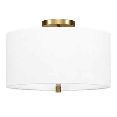 Hampton & Thyme 16 Flush Mount with Fabric Shade : UL Listed, Polyester Drum Shade, Metal Body