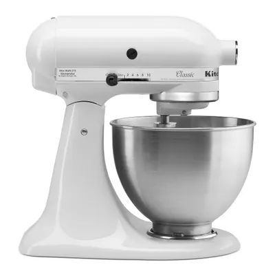 KitchenAid Classic 4.5qt Stand Mixer - White: 10 Speeds, Metal, Dishwasher-Safe, Includes Beater & Dough Hook