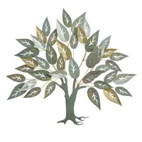 Lilian Earthy Leaflets Metal Tree Wall Sculpture Green - StyleCraft