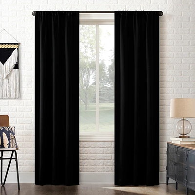 40x63 Sun Zero Blackout Bergen Rod Pocket Curtain Panel Black