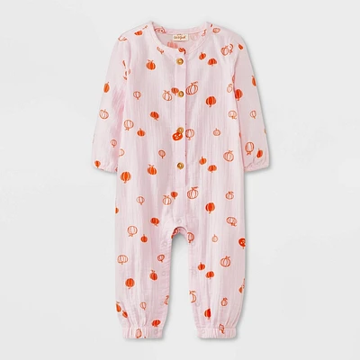 Baby Halloween Long Sleeve Gauze Pumpkin Romper