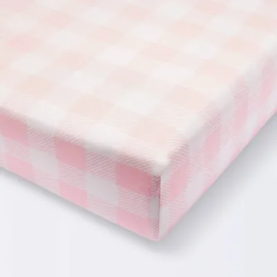 Polyester Rayon Fitted Crib Sheet - Pink Gingham - Cloud Island