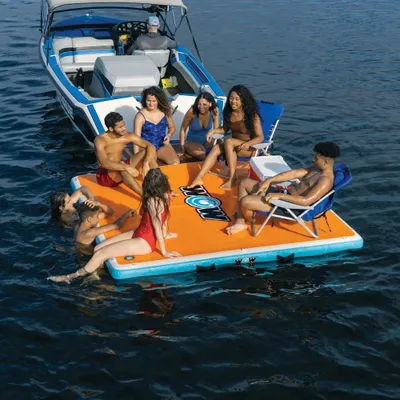 WOW 8 x 8 Vacation Station Inflatable Dock Float - Orange