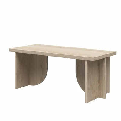 Voler Coffee Table Light Oak - Novogratz: Engineered Wood, Double Pedestal Base, Transitional Style