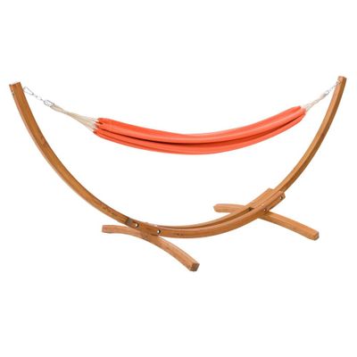 Wood Frame Free Standing Sling Hammock - Orange - CorLiving: Durable Larch Stand, Weather-Resistant, 297 lb Capacity