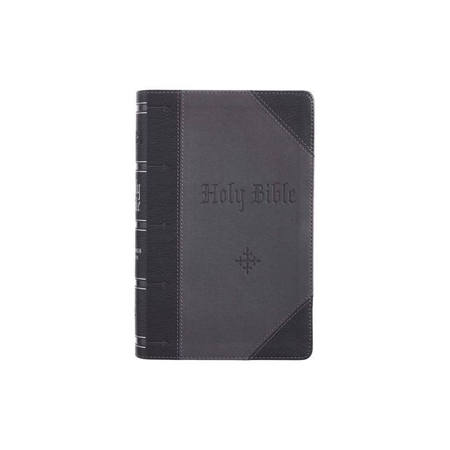 KJV Bible Giant Print 2-Tone Black/Dark Gray - Large Print (Leather Bound)