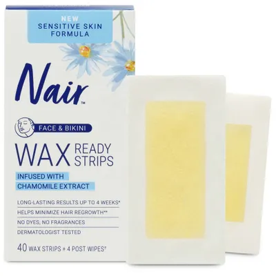 Nair Sensitive Hair Remover Face & Bikini Wax Strips - 40ct