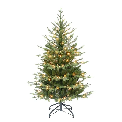 Puleo 4.5 Pre-lit Slim Balsam Fir Artificial Christmas Tree with Clear Lights