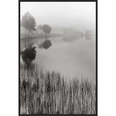 Amanti Art 23 x 33 Lakeside Mist by Monte Nagler Framed Canvas Wall Art Print : Modern Home Decor, Polystyrene Frame