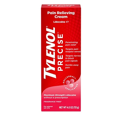 Tylenol Precise Maximum Strength 4% Lidocaine Pain Relieving Cream - Fragrance Free - 4oz