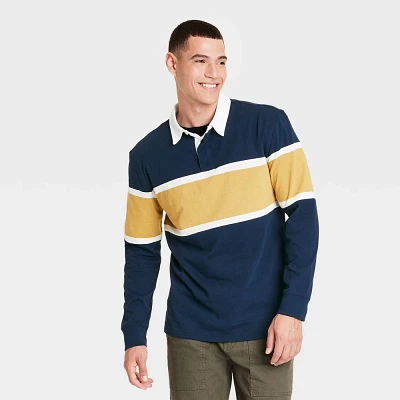 Men Long Sleeve Rugby Polo Shirt