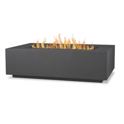 Aegean Rectangle Fire Table with Natural Gas Conversion Mist  - Real Flame: Steel, Push Button Ignitor, 50x32