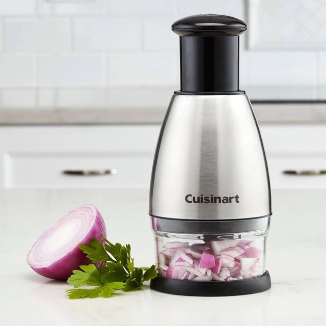 Cuisinart Silver Push Chopper: Stainless Steel Manual Food & Vegetable Chopper, Dishwasher-Safe, 4-Piece Set