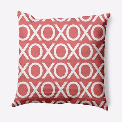 16x16 Hugs and Kisses Valentines Square Throw Pillow - e by design: Contemporary