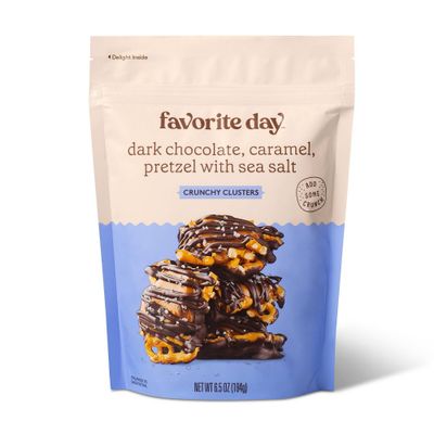 Dark Chocolate, Caramel, Pretzel with Sea Salt Crunchy Clusters Candy - 6.5oz - Favorite Day