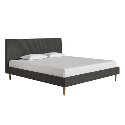 King Daphne Modern King Upholstered Platform Bed with Brass Toned Legs - Mr. Kate