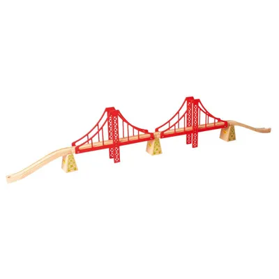 Bigjigs Rail Double Suspension Bridge Wooden Railway Train Set Accessory