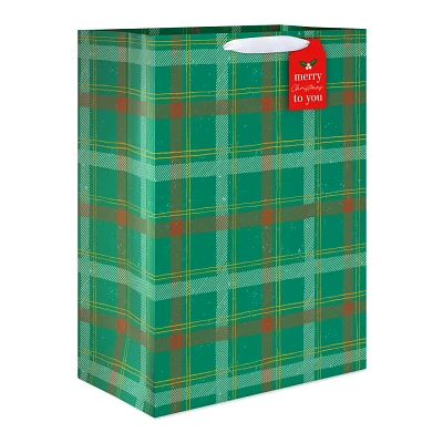 Jumbo Christmas Gift Bag Green Plaid