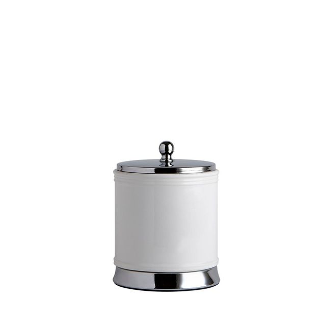 Quinn Cotton Jar White - Moda at Home: Ceramic Bathroom Canister with Lid, Hand Wash Safe