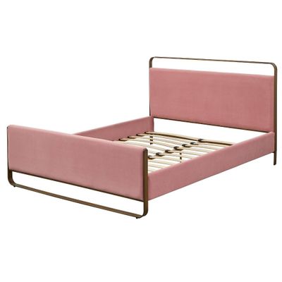 Queen Doreen Upholstered Platform Bed - angelo:HOME: Antique Brass, Velvet Texture, No Box Spring Required