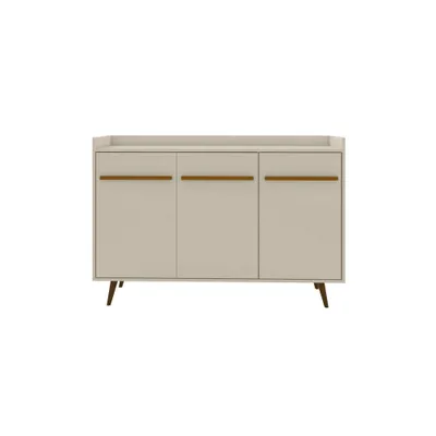 53.54 Bradley Buffet Stand Off White - Manhattan Comfort: Mid-Century Modern Sideboard, Fixed Shelves