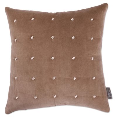 18x18 Indoor French Knots Square Throw Pillow Gray - Pillow Perfect: Cotton Velvet, Non-Woven Fabric, Zipper Closure