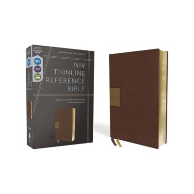 Niv, Thinline Reference Bible (Deep Study at a Portable Size), Leathersoft, Brown, Red Letter, Comfort Print - by Zondervan (Leather Bound)