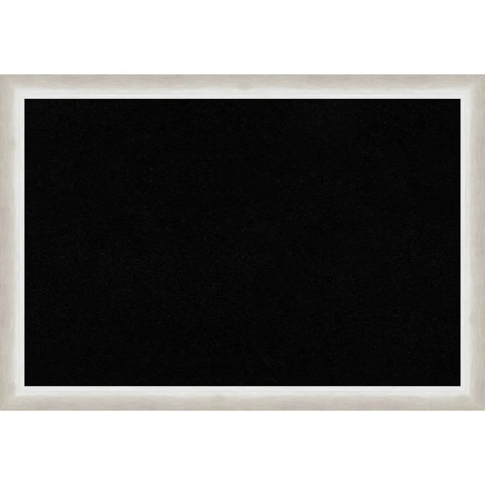 26x18 Two Tone Wood Frame Cork Board Silver - Art: Mounted, Board