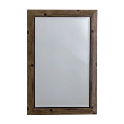 Natural Light Wood Decorative Wall Mirror with Beveled Edge Gray - Yosemite Home Decor