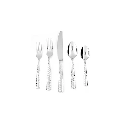 Fortessa Tableware Solutions 20pc Lucca Faceted Brushed Flatware Set Gold: 18/10 Stainless Steel, Dishwasher-Safe, Service for 4