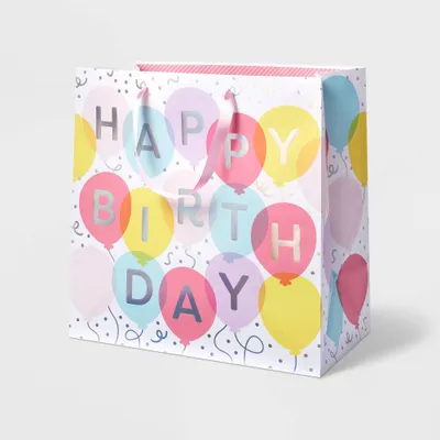 Happy Birthday Balloon Square Gift Bag - Spritz