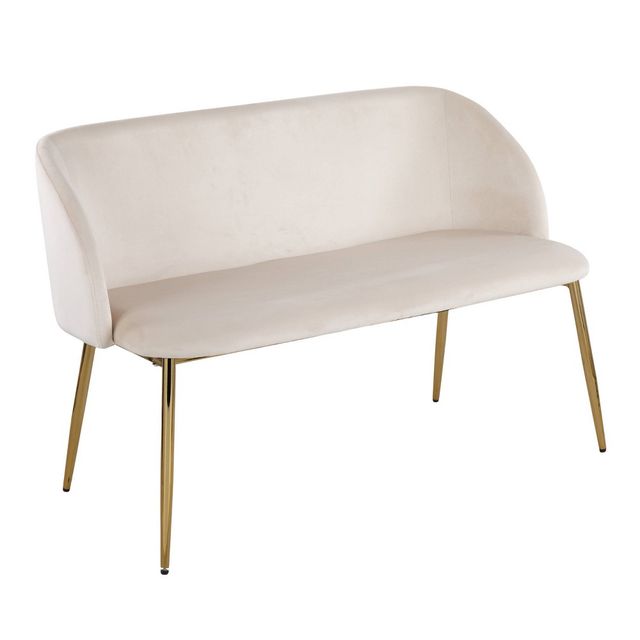 LumiSource 46 Fran Glam Bench : Upholstered Mid-Century Modern Banquette with Padded Seat