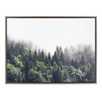 28 x 38 Sylvie Lush Green Forest on a Foggy Day Framed Canvas  - Kate & Laurel All Things Decor: Cottagecore-Inspired, Wall Display