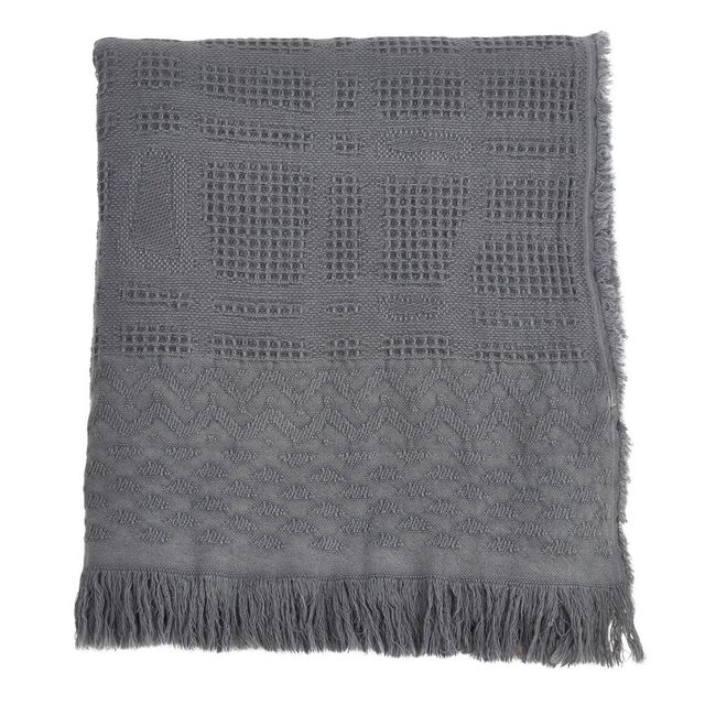 Cross Hatch Waffle Weave Throw Blanket Gray - Saro Lifestyle