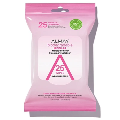 Almay Biodegradable Micellar Makeup Remover Cleansing Towelettes - 25ct