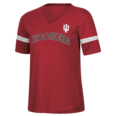 NCAA Indiana Hoosiers Womens Mesh Trim V-Neck T-hirt