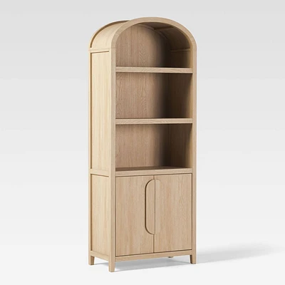 Saracina Home 76 3 Shelf Arched Bookcase Cabinet : Modern Storage, MDF Laminate