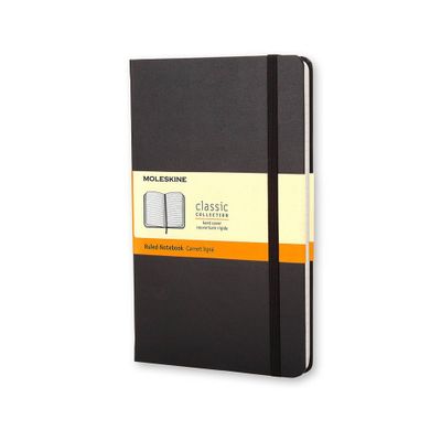 Lined Composition Journal Black Hardcover - Moleskine: Ruled Notebook, 5x8.25, Elastic Closure, Ribbon Marker, 240 Pages