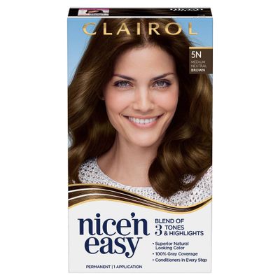 Clairol Nicen Easy Permanent Hair Color - 5N Medium Neutral Brown - 1 Kit