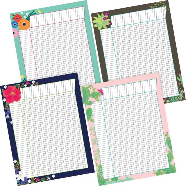 Barker Creek 4pc Petals and Prickles Incentive Chart Set: Teacher Supplies, Reward & Behavior Charts, Educational Aid