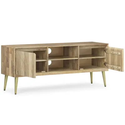 WyndenHall Bissell TV Stand for TVs up to 65 Natural: Mid-Century Modern Media Console with Drawers