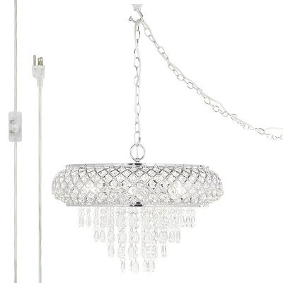 14.25 Tiered Crystal Glass Hanging Chandelier Chrome - River of Goods