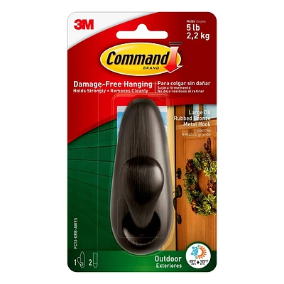 Command Large Sized Outdoor Forever Classic Metal Decorative Hook with Foam Strips Bronze