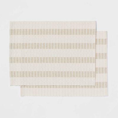 2pk Cotton Striped Placemats Taupe - Threshold