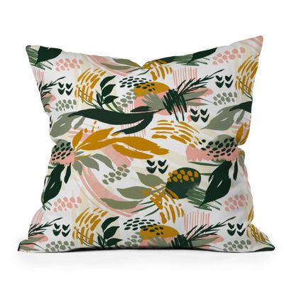 20x20 Oversize Marta Barragan Camarasa Art Nature Brushstrokes Square Throw Pillow Green - Deny Designs