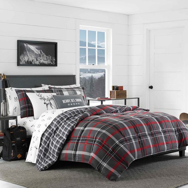 Willow Plaid Reversible Comforter Set Gray