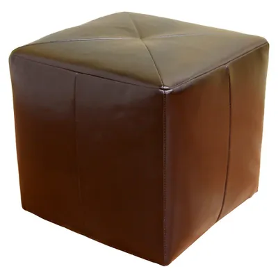 Aric Bonded Leather Ottoman - Baxton Studio: Dark Brown Footrest, Seating Bench, No Assembly Required