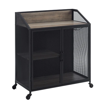 Urban Industrial Metal Mesh Bar Cart with Wheels