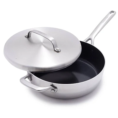 GreenPan GP5 4qt Ceramic Nonstick 5-PLY Stainless Steel Saute Pan with Lid